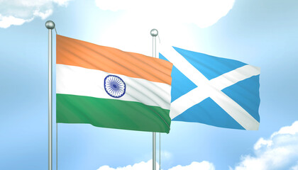 India and Scotland Flag Together A Concept of Relations