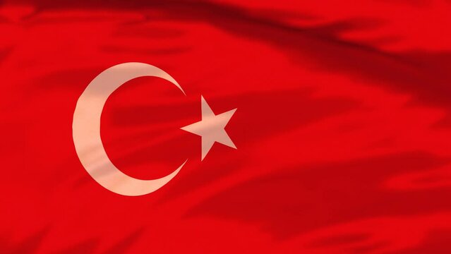 Turkey flag, waving animation video Turkish flag 4k resolution. 
 National turkey flag with a crescent and a star in the red background.
 slow motion flag waving in the wind as background.