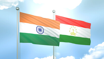 India and Tajikistan Flag Together A Concept of Relations