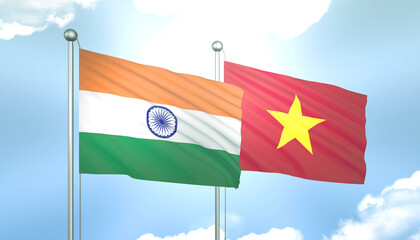 India and Vietnam Flag Together A Concept of Relations