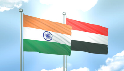 India and Yemen Flag Together A Concept of Relations