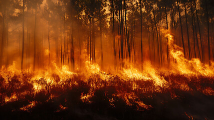 Forest Fires Caused by Climate Change - obrazy, fototapety, plakaty