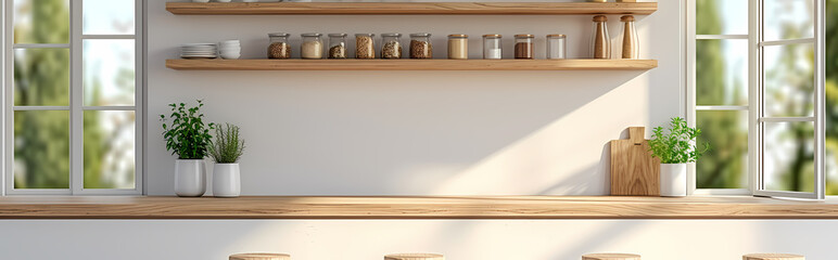 Outstanding Banner For Kitchen Wall Art - A Shelf With Jars Of Grains And Spices - 763198147