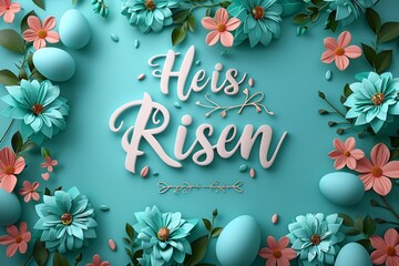 He is risen, banner for the holiday of Easter with the text inscription, Christ is Risen - obrazy, fototapety, plakaty