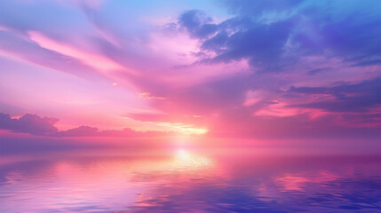 Naklejka na ściany i meble Beautiful sky with sunset over the sea