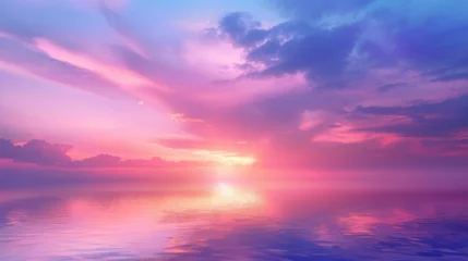 Photo sur Aluminium Violet Beautiful sky with sunset over the sea