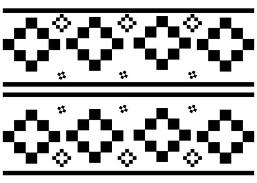 Black and white tribal traditional ikat ethnic pattern, design for ikat background, argyle fabric, black gingham. Produced in many traditional textile centers around the world. including in India