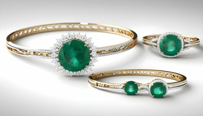 A Set Of Matching Emerald Bracelet And Ring Gleam Upscaled 5