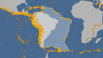 Near South American plate. Boundaries. Contour map