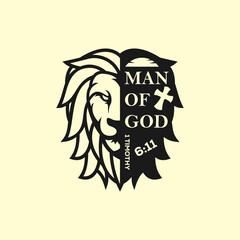 Man of god christian with head lion design vector