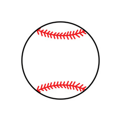 Baseball ball sign. Colored softball icon, isolated on white background. Symbol play, team, game and competition, recreation. Simple design. Vector illustration. EPS file 204.