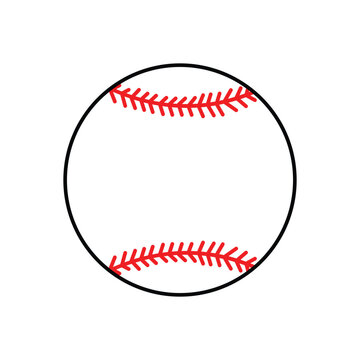 Baseball ball sign. Colored softball icon, isolated on white background. Symbol play, team, game and competition, recreation. Simple design. Vector illustration. EPS file 204.