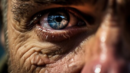 Eyes of a military volunteer participating in charitable events for families of the fallen