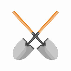 garden trowel isolated on white. Crossed shovel illustration on white background. gardening tool illustration. illustration of shovel.