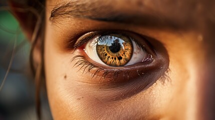 Eyes of a volunteer conveying attention and care - obrazy, fototapety, plakaty