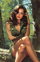 K-Pop - A Woman Sitting In A Forest - 763203545