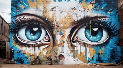 Eyes of local artists creating works of art as a sign of hope - obrazy, fototapety, plakaty
