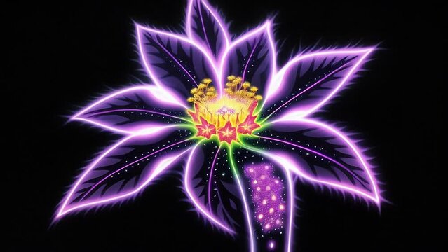 magical abstract glowing flower on a black background. ai.