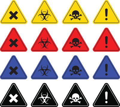 set of warning signs Danger warning sign icons danger signs vector.