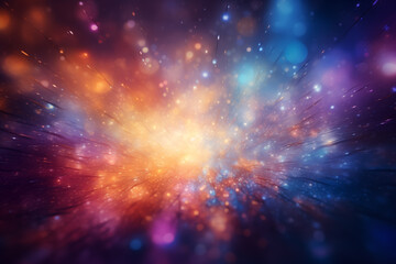 Background image of colorful light burst on black space and galaxy concept copy space