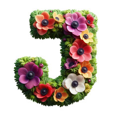 Isolated Floral Letter on a Clear PNG Canvas, Generative AI