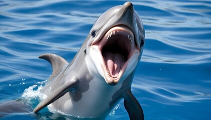 A Dolphin With Its Mouth Open In A Playful Grin Upscaled