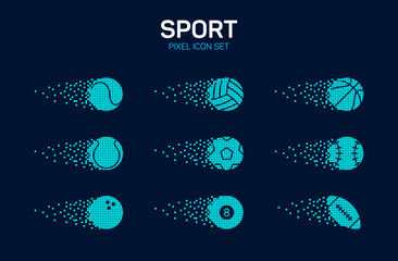 Sports Balls as a Comet pixel icon set