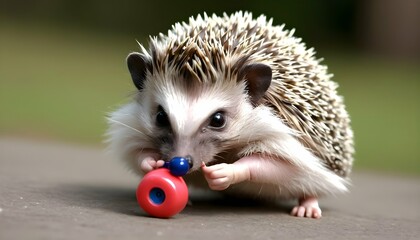 A Hedgehog Playing With A Yo Yo Upscaled 2 - obrazy, fototapety, plakaty