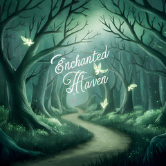 Glowing forest with enchanted haven - obrazy, fototapety, plakaty