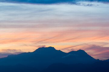 Highest mountain Puig Major on the island of Majorca in Spain at sunset - 763209786