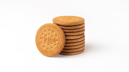 Pile stack of Maria biscuits isolated on a white background