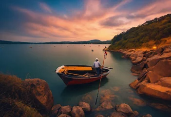 Gordijnen sunset on the sea © Ashraf