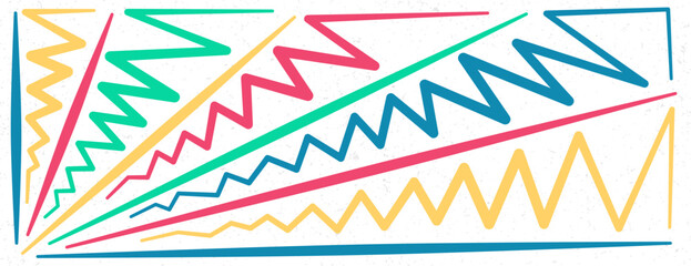 zig zag and straight line decoration for party design background in rainbow and white color background. Vector illustration. Suitable for backdrop, landing page and web.