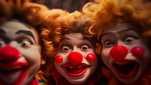 Clown with bowler hat and red nose