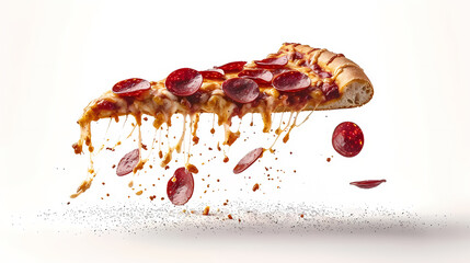 Template With Delicious Tasty Slice Of Pepperoni Pizza - A Slice Of Pizza With Pepperoni And Melted Cheese - 763214975
