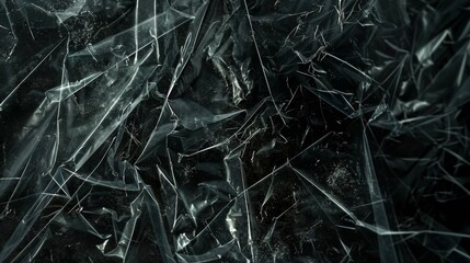 Intricate Dark Textured Surface Resembling Crumpled Material or Ice