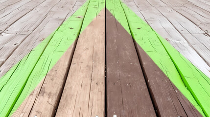 Abstract Background, Light Green And Brown, Grass And Wood Grains Texture - A Close Up Of A Wooden Deck - 763215742