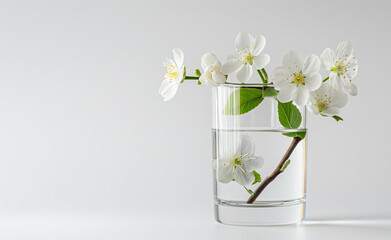 Blossoming Spring: Capturing Nature's Renewal with a White Wildflower in Glass