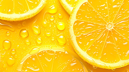 Food Background With Lemons In Water Drops - A Group Of Lemon Slices With Water Drops