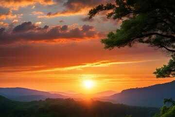 Fototapeta na wymiar breathtaking view of the rising sun
