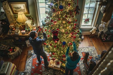 Family Moments: Decorating the Christmas Tree Together