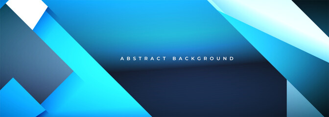 Blue modern abstract wide banner background graphic design with lines and geometric objects. Vector illustration