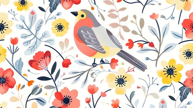  wallpaper and background pattern of colorful birds and flowers