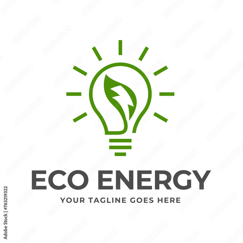 Wall mural Eco light bulb nature logo vector flat design. Energy saving lamp symbol.