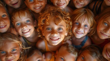Obraz premium big group of happy children are smiling