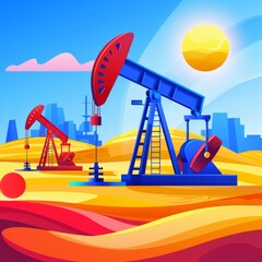 Fototapeta premium Working oil pumps on the moon
