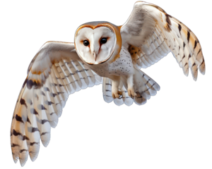 Common barn owl in flying