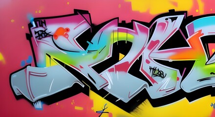 Vibrant Abstract Graffiti Art with Bold Shapes and Bright Colors | 065