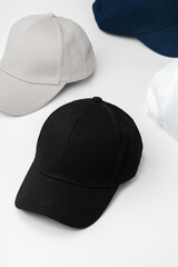 Different Colors of Hats on a White Background