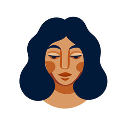 Woman Face Icon. Abstract Doodle Drawn Beautifyl Female Portrait Silhouette. Doodle Bold Original Person Illustration. 